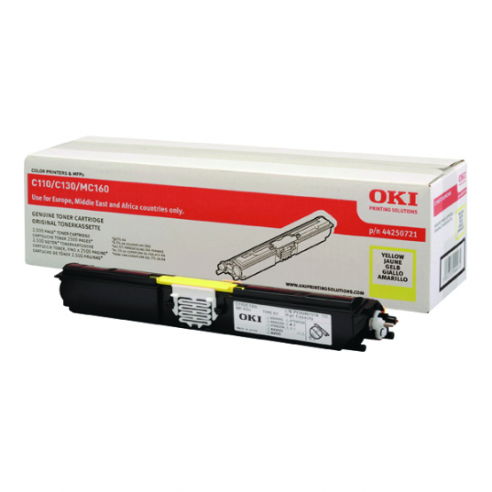 Oki C110/C130 Yellow Original Toner Cartridge - High Capacity (44250721) 